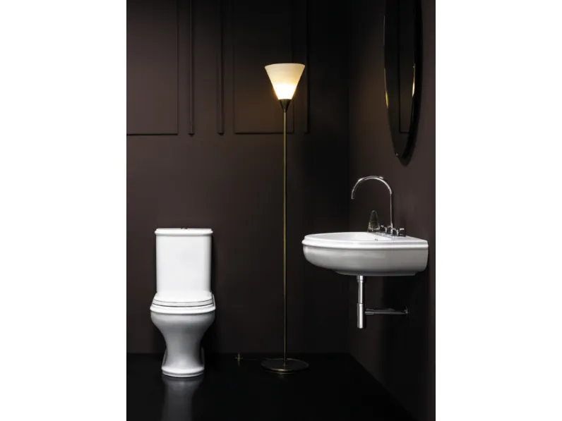 Arredo bagno in ceramica con vaso a terra con cassetta incorporata e lavabo sospeso Charme 02 di Azzurra Ceramica