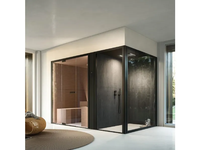 Sauna e Doccia Chillout 02 in legno e gres di Glass