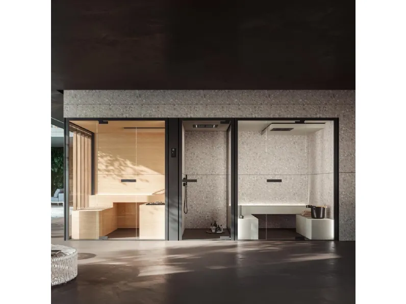 Sauna-Doccia-Hammam Chillout 03 in legno , ecoresina e gres di Glass