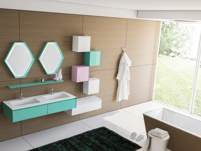 Mobile da Bagno sospeso Cloud 01 in laccato opaco e lucido di Arredoquattro