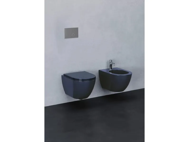 Sanitari sospesi in ceramica blu Comoda 03 di Azzurra Ceramica