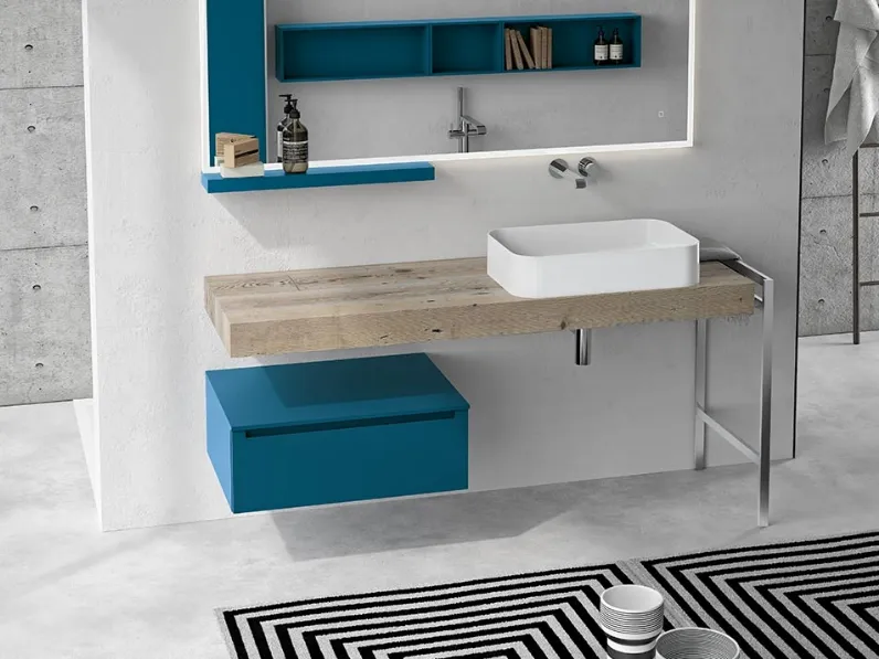 Mobile da Bagno sospeso Componibili Menphis 07 in laccato e legno di Berloni Bagno
