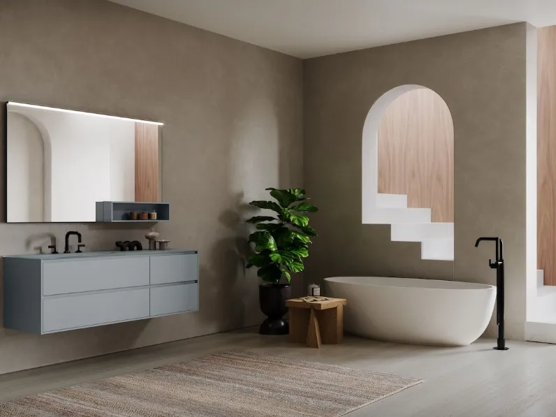 Mobile da Bagno sospeso in laccato opaco Cornici 11 di Puntotre