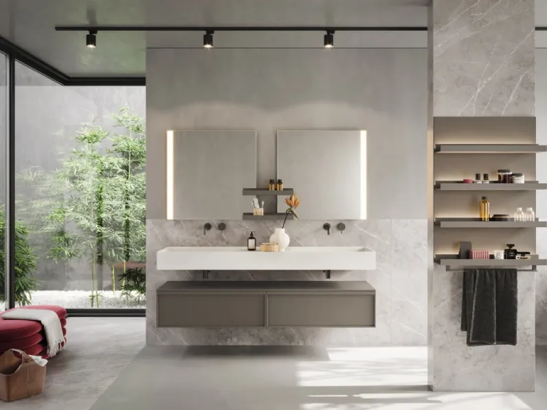 Mobile da Bagno sospeso in laccato piombo opaco D'Art 03 di Novello