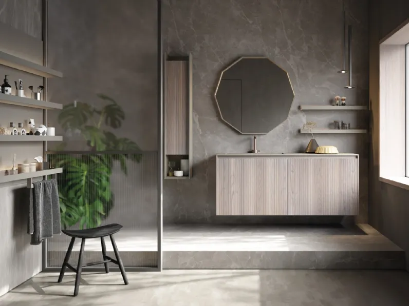 Mobile da Bagno sospeso in rovere e laccato D'art 01 di Novello