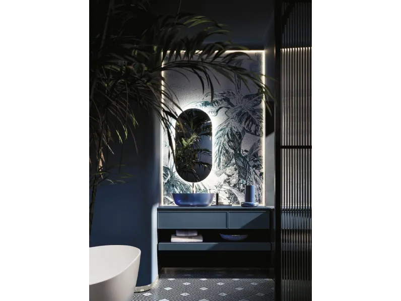 Mobile da Bagno sospeso Decor Blue Forest in laccato di Arbi