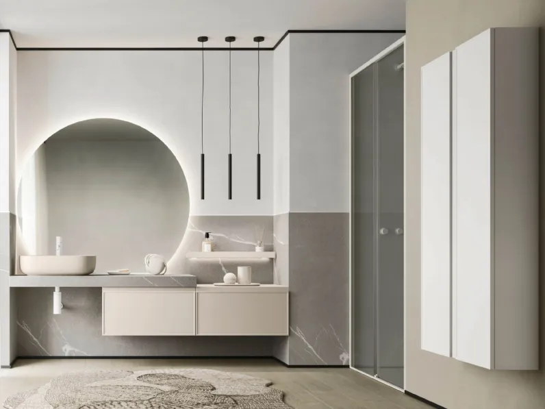 Mobile da Bagno sospeso Decor Relax grey in laccato di Arbi