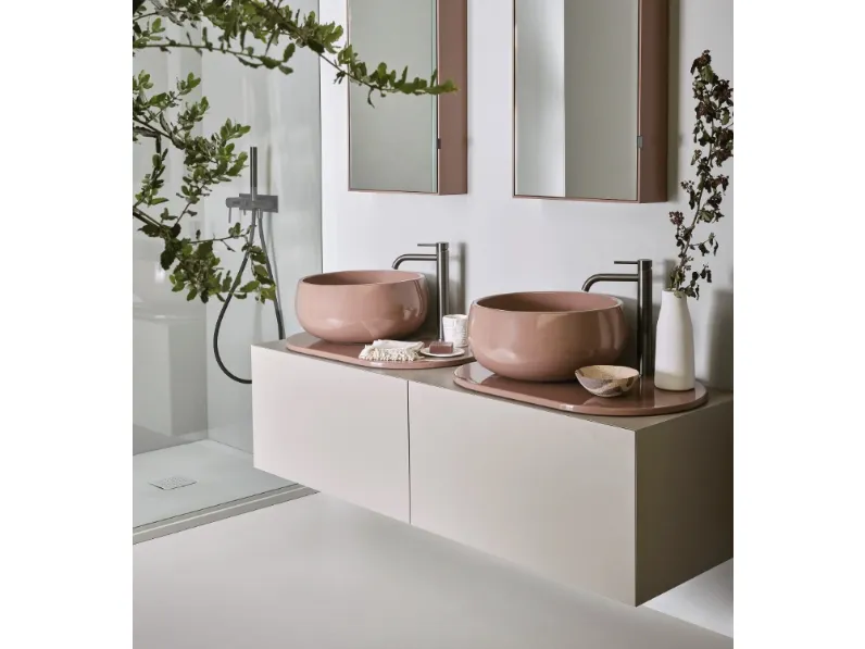 Mobile da Bagno Delfo laccato di Ceramica Cielo