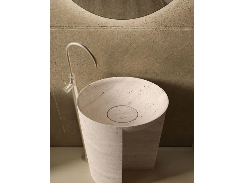 Lavabo Freestanding Des Evolution Caramel 01 in Resina Stone Travertino di Cerasa