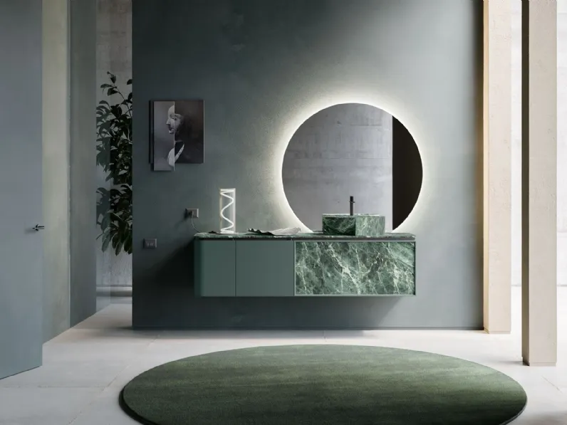 Mobile da Bagno Des Evolution Deep Green 01 in laccato e resina Verde Alpi di Cerasa