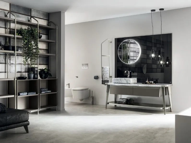 Mobile da Bagno Diesel in Decorativo Grigio Soft Dun con top e lavabo in marmo di Scavolini Bathrooms