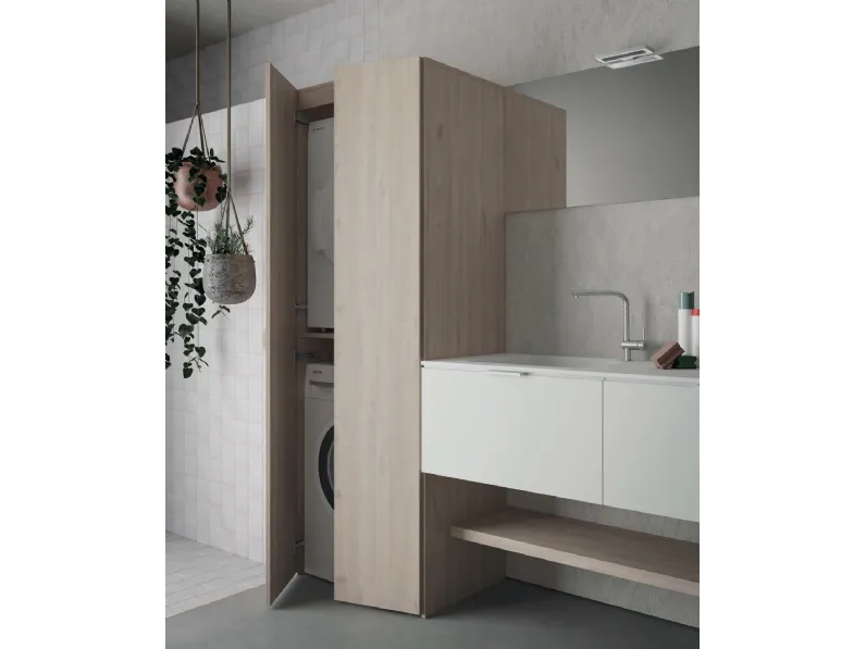 Mobile da Bagno per lavanderia in laccato e melaminico Drop 13 di Novello