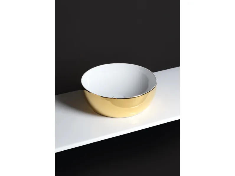 Lavabo da appoggio Elegance Circle color Oro di Azzurra Ceramica
