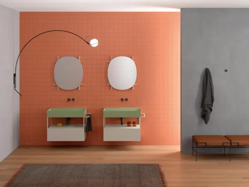 Mobile da Bagno in legno laccato e metallo Elegance Croma 01 di Azzurra Ceramica