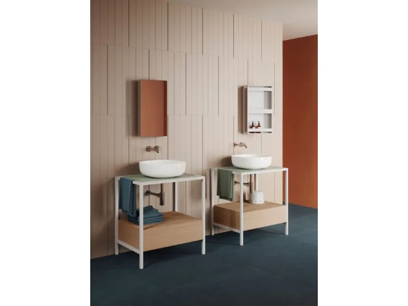 Mobile da Bagno a terra in legno e metallo Elegance Zip 01 di Azzurra Ceramica