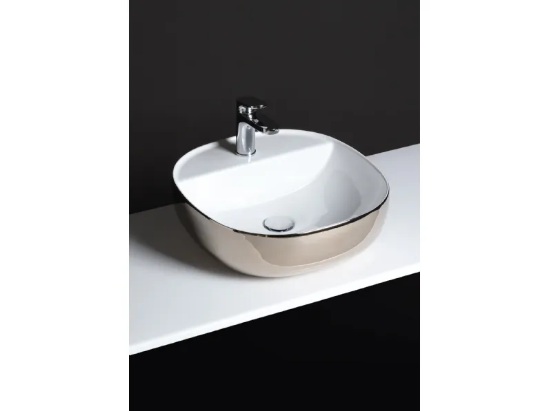 Lavabo da appoggio in ceramica finitura platino Elegance Zip 02 di Azzurra Ceramica