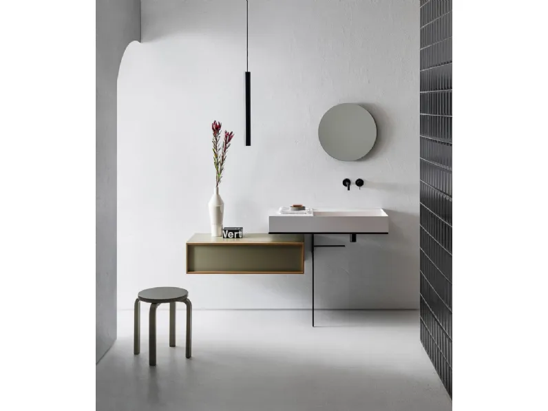 Mobile da Bagno Element 108 in laccato Verde Salvia di Pirovano Bagni