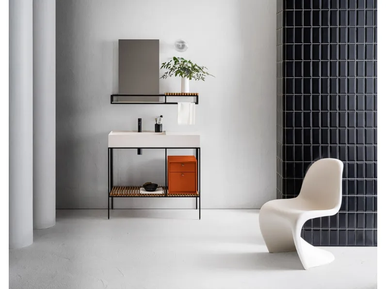 Mobile da Bagno Element 115 in laccato Cuoio di Pirovano Bagni