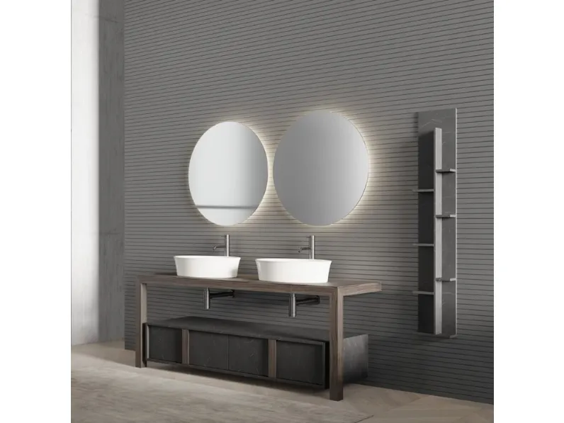 Mobile da Bagno a terra in melaminico effetto legno e HPL Essenza Comp 01 di Maxbagni