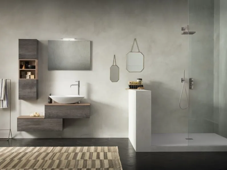 Mobile da Bagno sospeso effetto legno Evo Plus 09 di Synergie