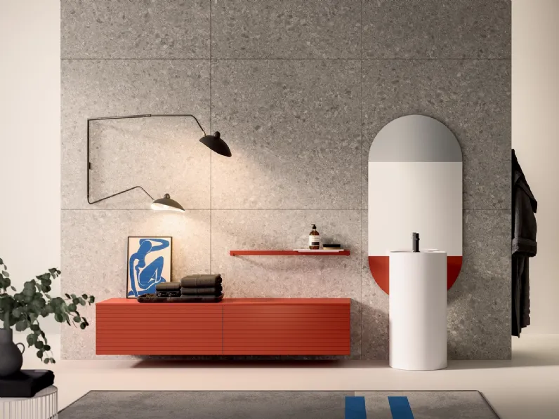 Mobile da Bagno Filo+ Push & Handle Mattone opaco di Artesi