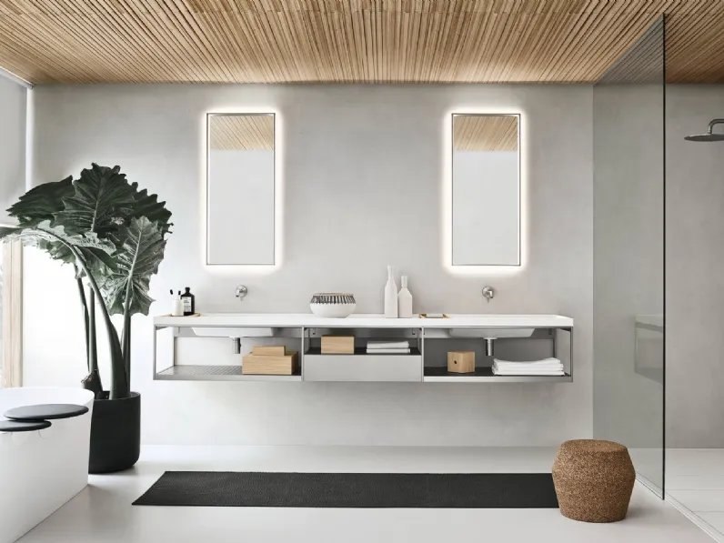 Mobile da Bagno sospeso laccato Platino Fjord 24 05 di Milldue