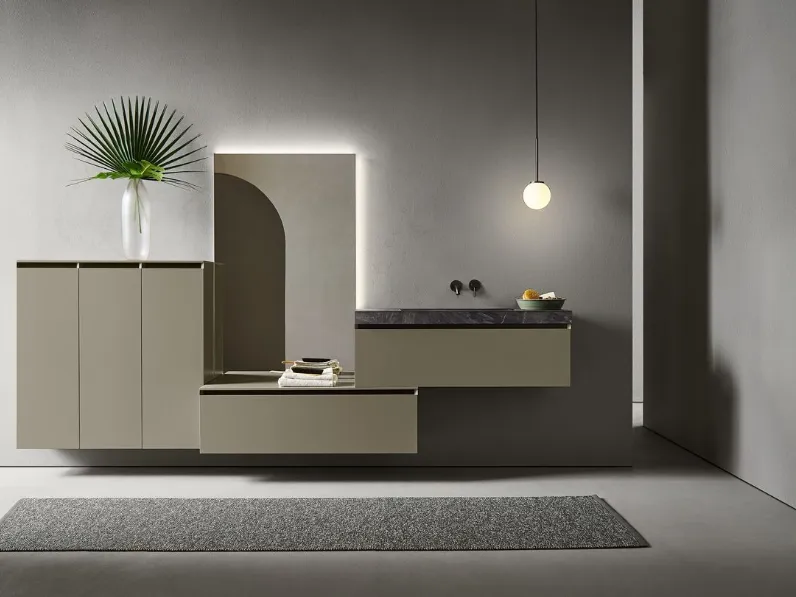 Mobile da Bagno Flamingo 101 in laccato Salvia di Pirovano Bagni