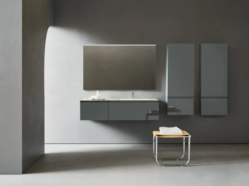 Mobile da Bagno Flamingo 102 in laccato Grigio Polvere di Pirovano Bagni