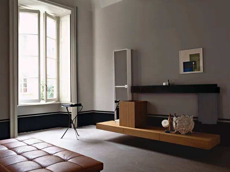 Mobile da Bagno sospeso con lavandino in legno Flat XL composizione 09 di Agape