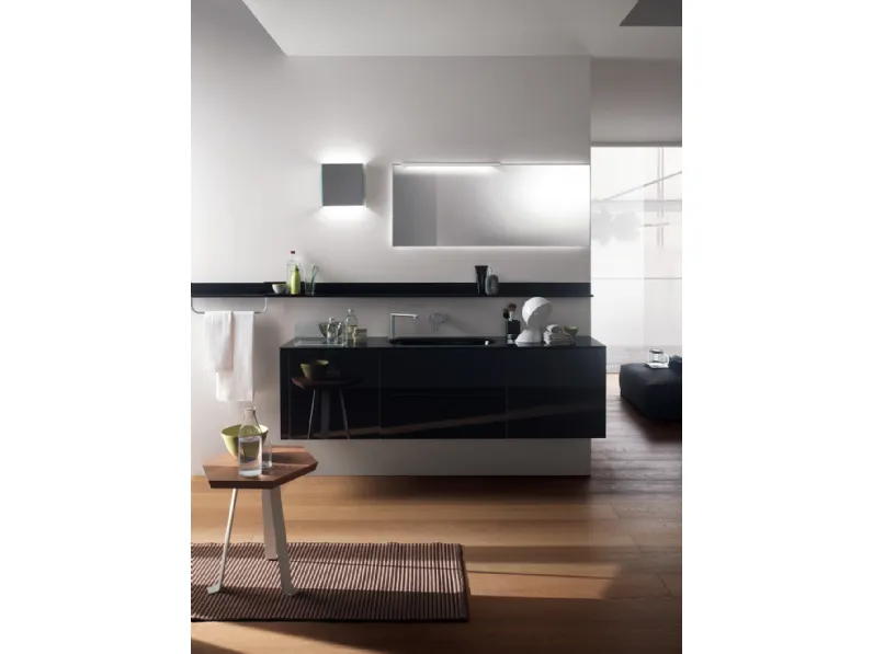 Mobile da Bagno Font in Vetro Laccato Lucido Nero Ardesia di Scavolini Bathrooms