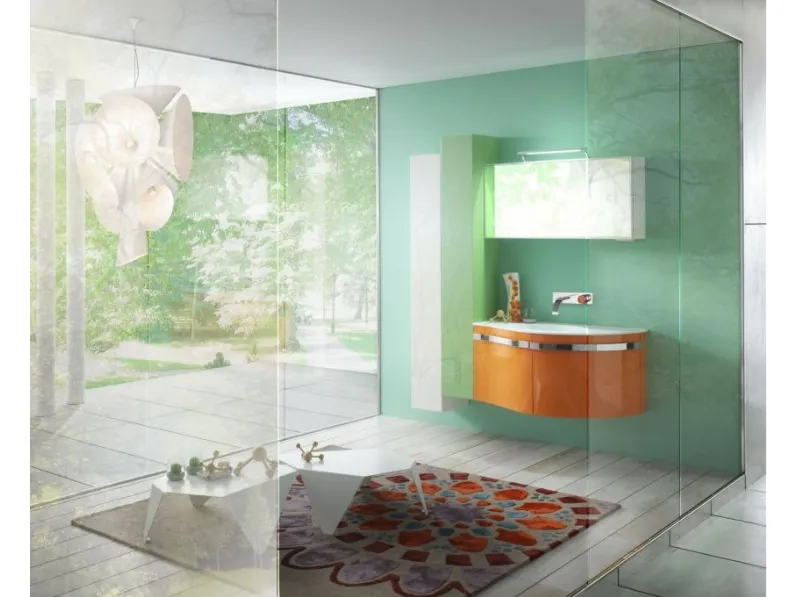 Mobile da Bagno sospeso in laccato lucido Forme Curvi 10 di Synergie