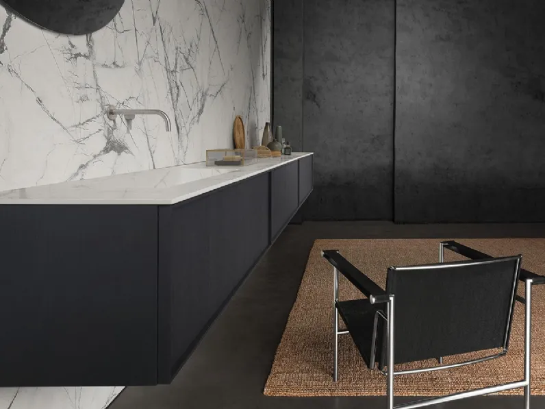 Mobile da Bagno sospeso Frame 01 con top in gres Carrara di Modulnova bagni