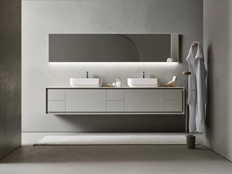 Mobile da Bagno sospeso Frame 102 in laccato Grigio di Pirovano Bagni