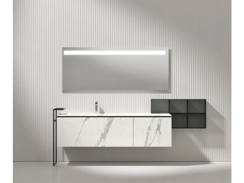 Mobile da Bagno sospeso Giunone 9058 in HPL Bianco Statuario di Edoné