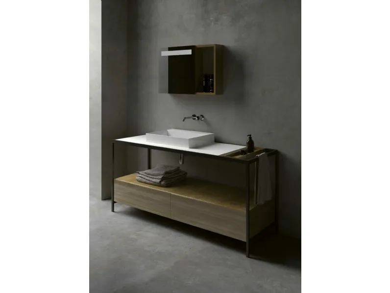 Mobile Bagno da appoggio in legno e ferro Hang&Stand 08 di Azzurra Ceramica
