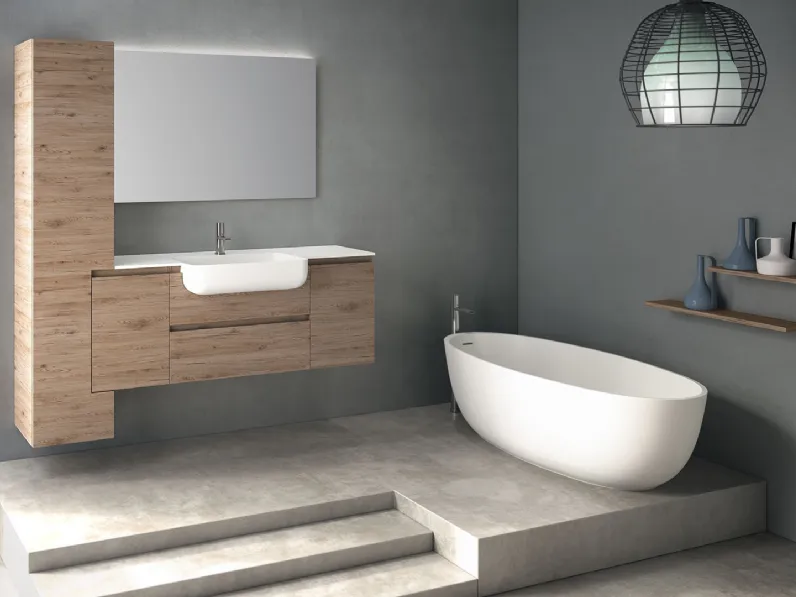 Mobile da Bagno sospeso in melaminico composizione Happy 14 di Licor Design