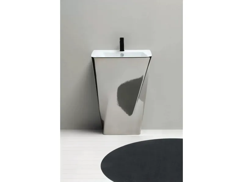 Lavabo scultura Hera 01 in ceramica finitura Platino di Azzurra Ceramica