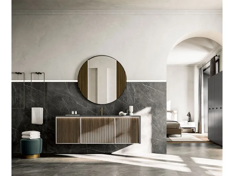 Mobile da Bagno sospeso Honey 03 in Noce Canaletto di Cerasa