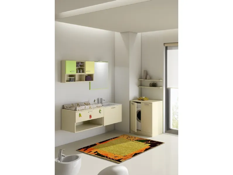 Mobile da Bagno sospeso con fasciatoio Hope 12 in laccato opaco di Arredoquattro