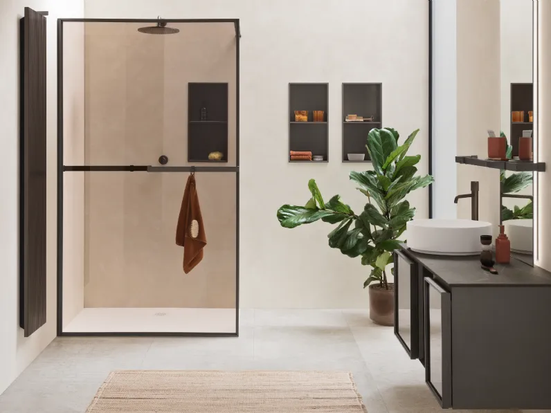 Mobile da Bagno sospeso Horizon System 06 in laccato e vetro di Arblu