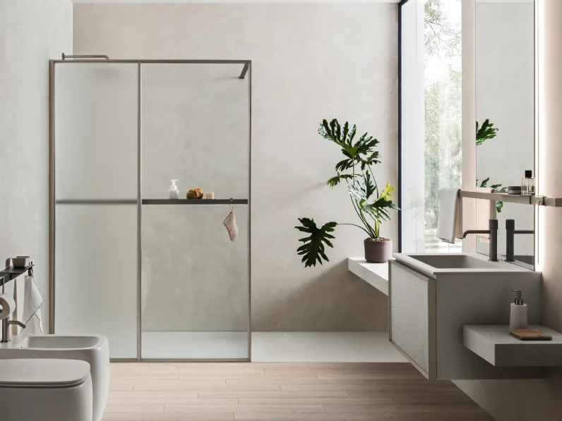 Mobile da Bagno sospeso Horizon System 08 in finitura Pietrablu Well di Arblu