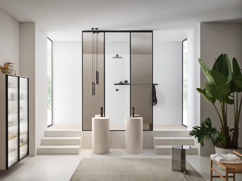 Mobile da Bagno sospeso Horizon System 05 in vetro e lavabi Monolite Fashion freestanding di Arblu