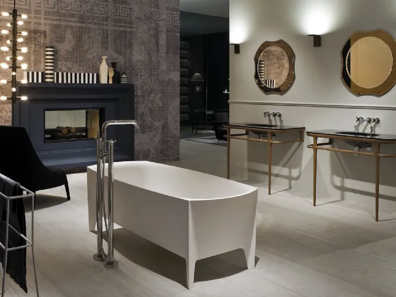 Mobile da Bagno consolle in legno con top con lavabo integrato in vetro Ilbagno 01 di Antoniolupi