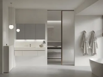 Il mobile da bagno sospeso INK NK014 di Compab unisce design contemporaneo e praticità d'uso.