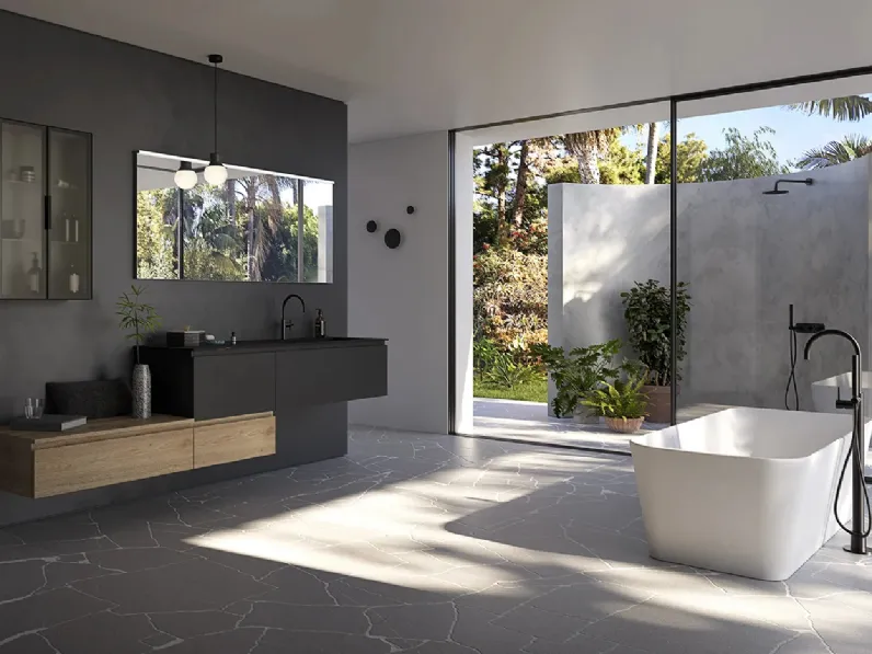 Mobile da Bagno sospeso in laccato e laminato Pandora 07 di Kios