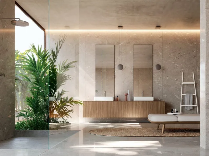 Mobile da Bagno sospeso Kyton 12 in Noce Crudo di Nova Cucina