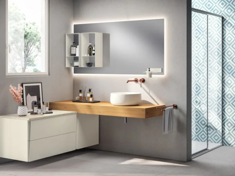 Mobile da Bagno Lagu Laccato Opaco Bianco Prestige e Rovere di Scavolini Bathrooms