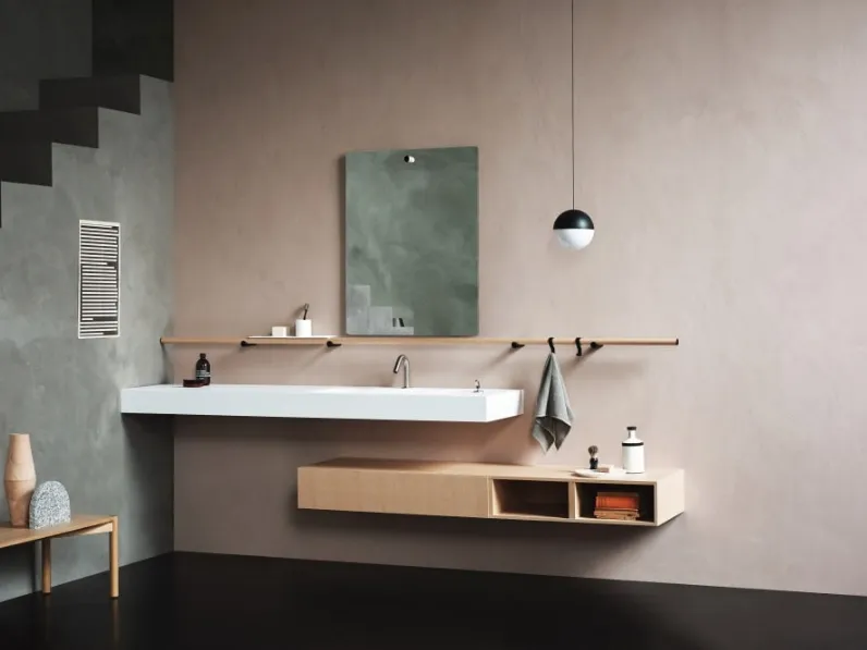 Mobile da Bagno sospeso in legno Lato composizione 01 di Agape
