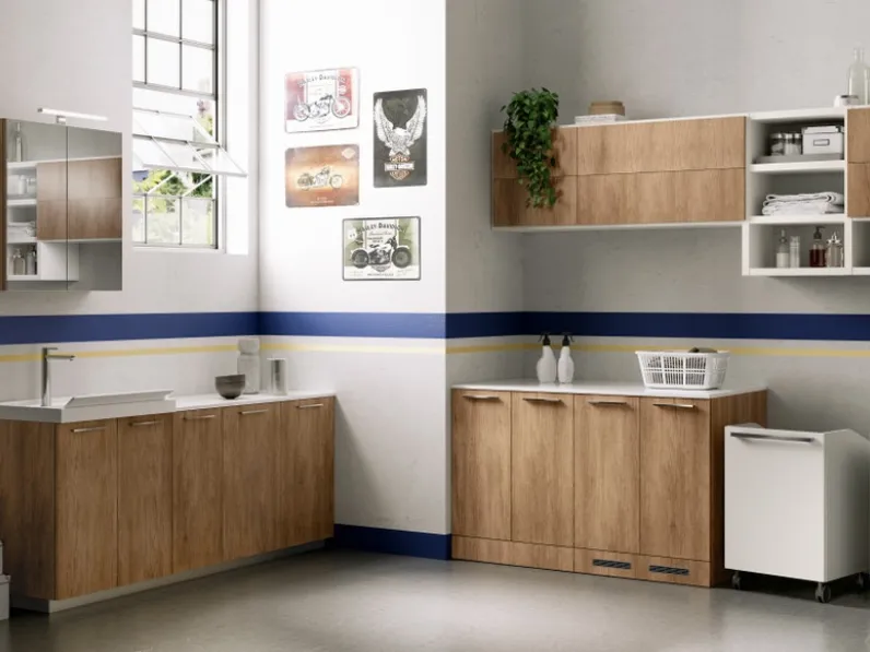 Mobile da Bagno Laundry Space Aquo in decorativo Rovere Land di Scavolini Bathrooms