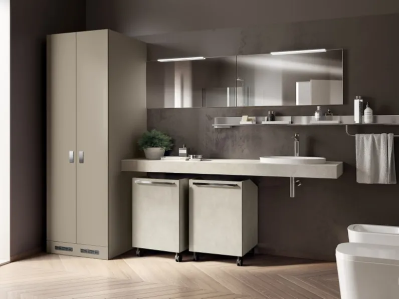Mobile da Bagno Laundry Space Aquo in laccato Visone e decorativo Bianco di Scavolini Bathrooms